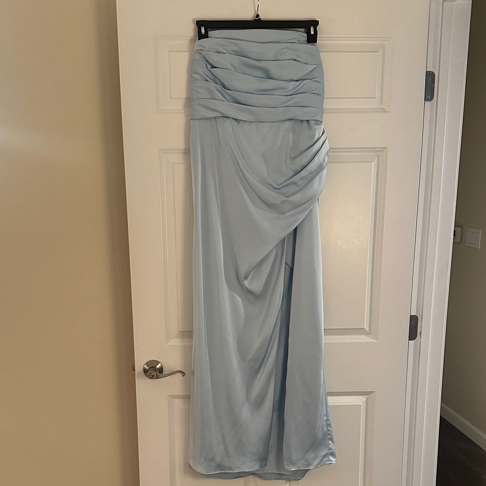 Azazie Lexie Stretch Satin Dress, Color: Sky Blue